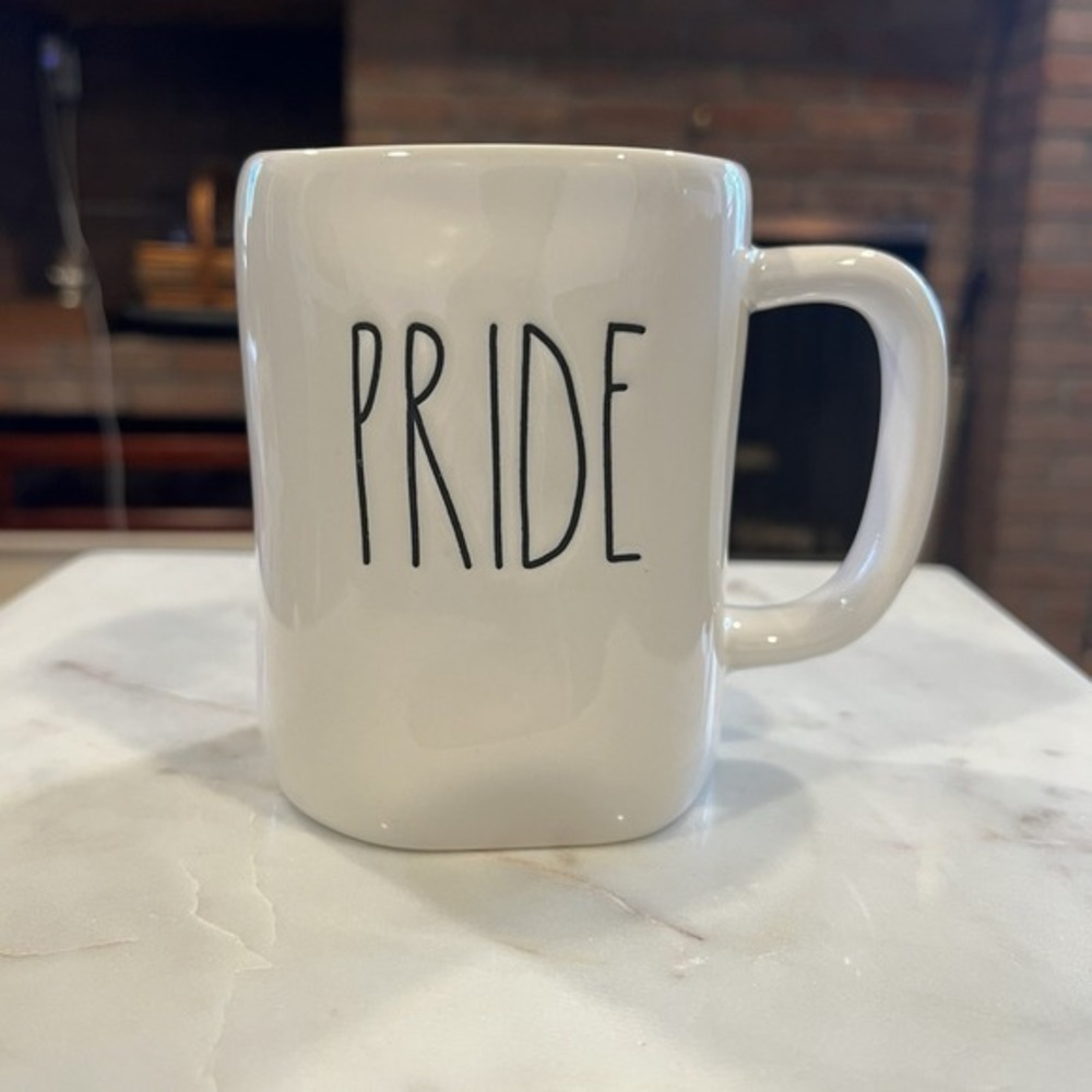 Collectible white Rae Dunn PRIDE Coffee Mug Artisan‎ Collection by Magenta